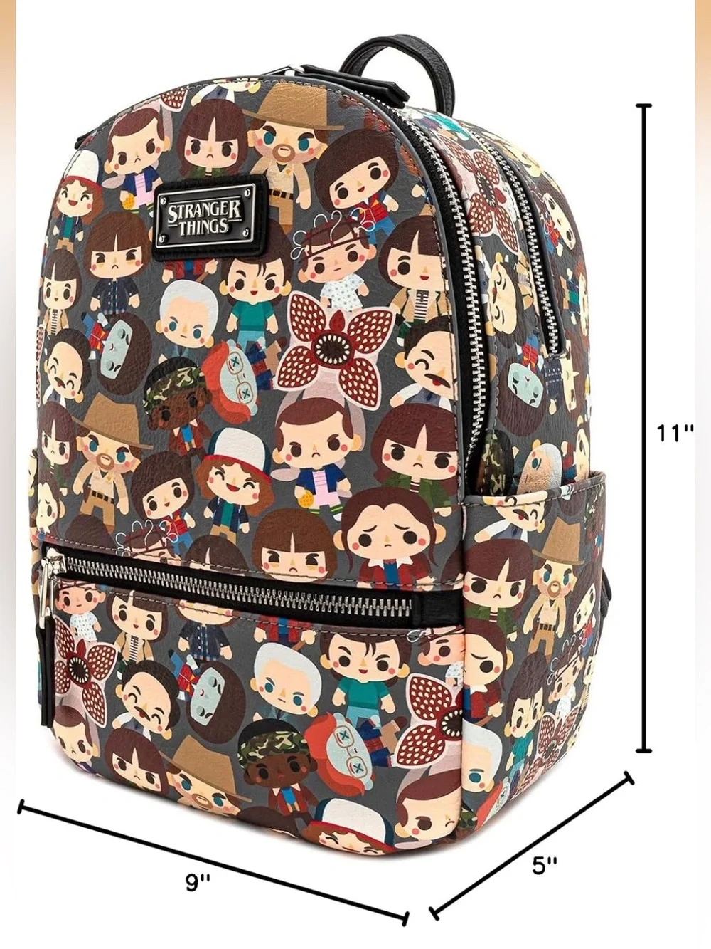 Gently Used Stranger Things Loungefly Chibi Mini Backpack All Over Print 11